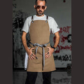 Khaki canvas bib apron , One Size. - Mabrook Hotel Supplies